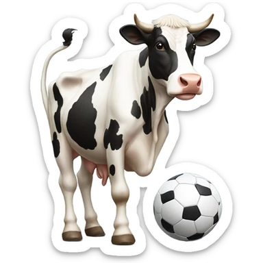 Cow juggling a soccer ball sticker