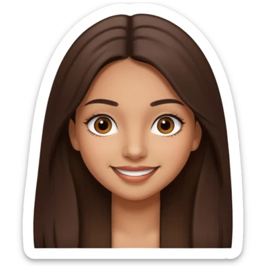 latina girl with straight long brown hair, dark dark brown eyes and lashes sticker