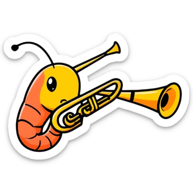 shrimp playing the trumpet sticker