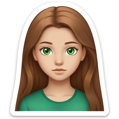 17-year-old girl with green eyes, light skin tone, long brown hair sticker