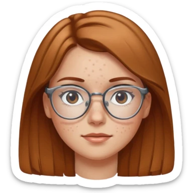 Make a white girl who has a little bit of a indent on her left eye do to a four wheeler rec light brown hair with glasses clear glasses and make a little dent in her left eyebrow sticker