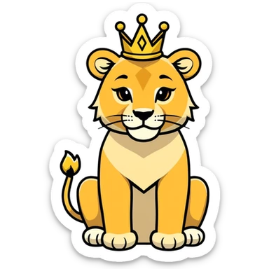 Lioness with a crown and confidence  sticker