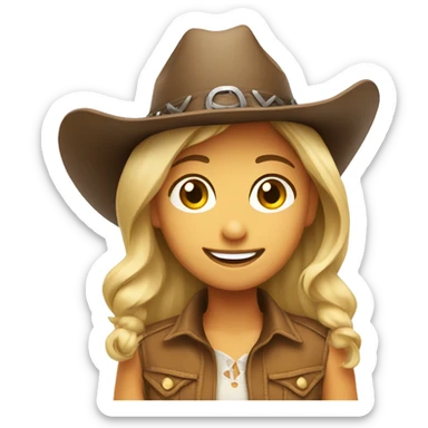smiling girl in cowboy hat sticker
