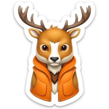 crea una mascota de equipo que sea un venado de cuerpo completo y lleve un chaleco con el nombre de telamon que en el chaleco diga telamon, el chaleco de color naranja sticker