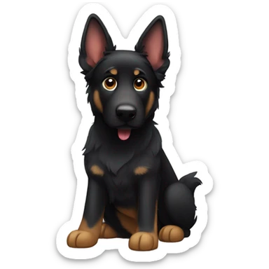 Black German shepherd with floppy ears sticker