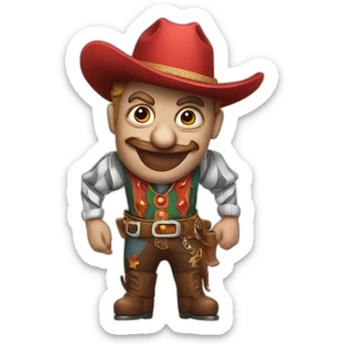 cowboy clown sticker