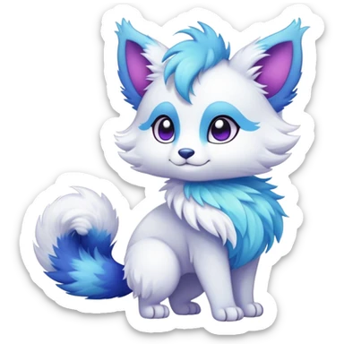 Kawaii bright fantasy ethereal anthro fursona Fakemon with tufted tail  sticker