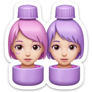 tubes of pastel pink and pastel lilac hair dye, with caps off sticker