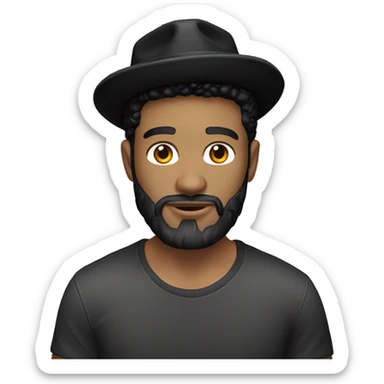 guy with black Hugo boss shirt black beard black hat and light skin  sticker