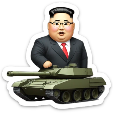 extreme fat Kim jong un on the tank sticker