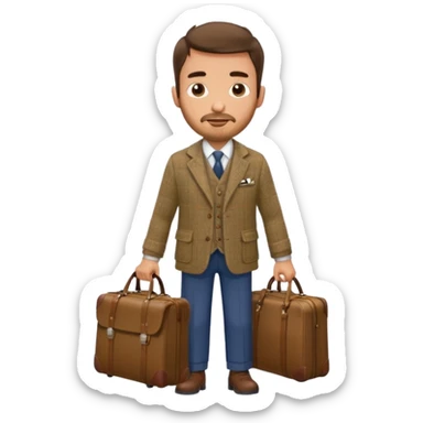 SCOTTISH MAN WITH STUBBLE TRAVELLING WITH SUITCASE AND BAGS sticker