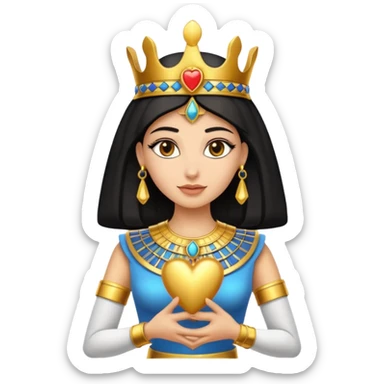 Queen of ancient Egypt holding heart  sticker