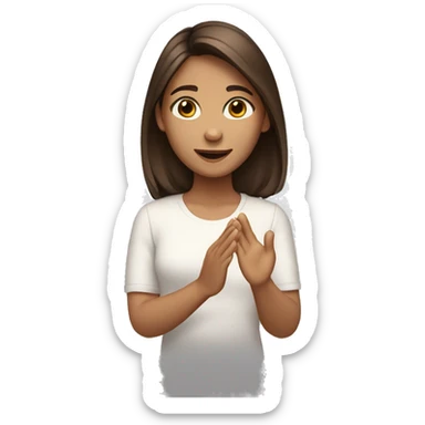 Girl with medium brown hair and brown eyes and tan skin  Clapping  sticker