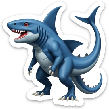 dark-deep-denim-steel-blue 4-legged digitigrade land-shark-landhai-vernid-sharpedo-Draco-Salamence-Salandit-Litten-houndoom-hybrid-fusion-creature, full body sticker