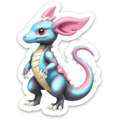 Shiny Iridescent Dusknoir-Cubone-Salandit-Sylveon-Fakémon-hybrid-creature (full body)  sticker