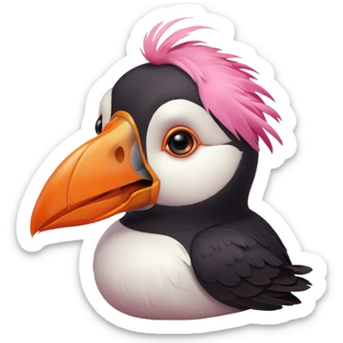 pink puffin angry blow steam nose beak sticker