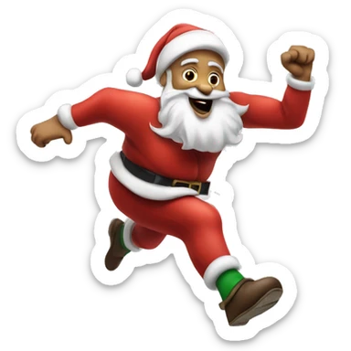 santa sprinting, with a large stride and arms outstretched sticker