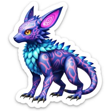  colorful warm modern cyber-Fakémon-Digimon-Trico-Vernid-creature (full body) sticker
