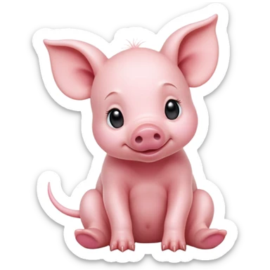 cinematic-[realistic piglet]-realistic-full-body-sitting-emoji,-tail-flicking-lazily,-head-tilted-dramatically,-sleek-[pink]-skin,-simplified-yet-realistic-focused-features,-highly-detailed,-glowing-with-an-almost-sarcastic-glow sticker