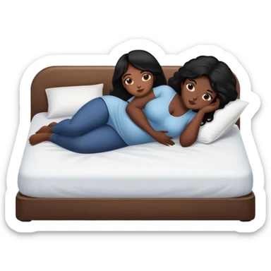 Black Curvy dark black hair intimate sfw bed pose sticker