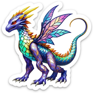 Elemental Exotic Vibrant Multicolored Pokémon-Digimon-Fakémon-hybrid-creature (full body) sticker