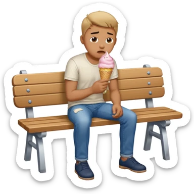Man sitting on bench and crying because his ice cream fell on the floor sticker