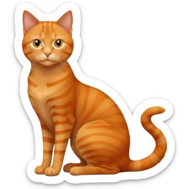 full body solid orange domestic shorthair slim cat with yellow/orange eyes sitting sticker
