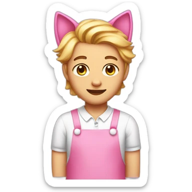 Man with a pink boy cat ears and a maid dress sticker