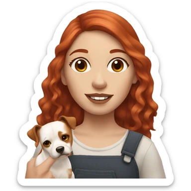 Red haired girl with septum piercing holding English Staffordshire dog sticker