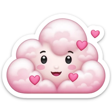 Plain white cloud with pink glow surrounding and hearts sticker