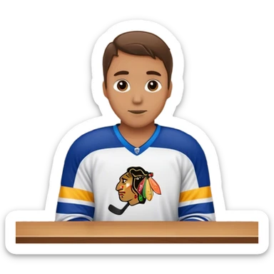 Guy at bar watching a hockey game sticker