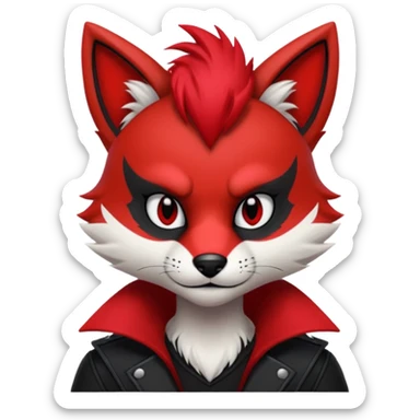 Anthropomorphic Anthro Furry punky gothic black white and red badass cool stylish handsome smexy Animal-furry-fursona  sticker