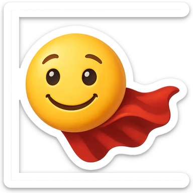 yellow face with red superhero cape emoji, digital illustration sticker