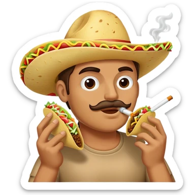 Man with taco smoking a cigarette  sticker