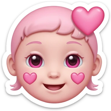 a baby pastel pink love face emoji with pink hearts in the eyes and a glowing baby pink gradient behind it  sticker