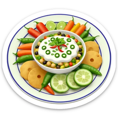 Pakistani dish named chaat its has yougurt and green chilli and vegetables in it mix it all sticker