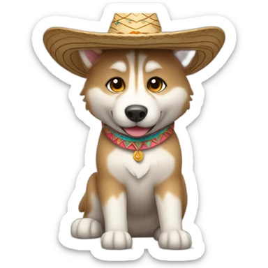 Light brown husky with sombrero sticker