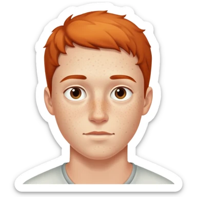 realistic portrait of young man with freckles on left side of face sticker