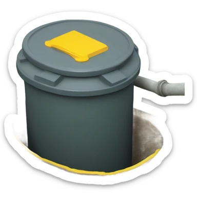 Septic tank cover partially visible with a yellow handle sticker
