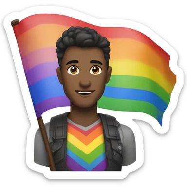 Jayce Talis with gay pride flag sticker
