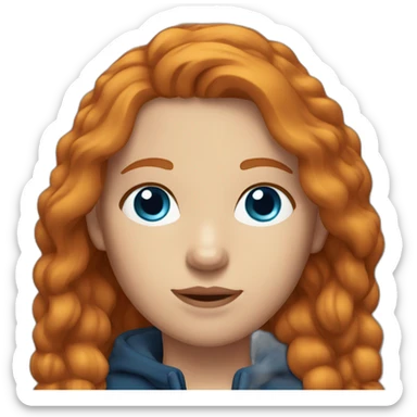 Ginger hair and blue eyes woman with a Canadian jacket sticker