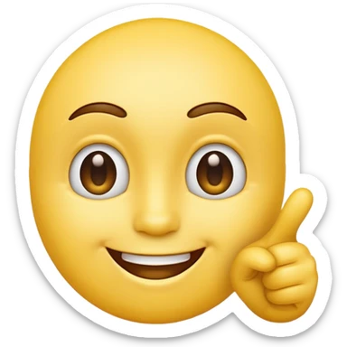 A normal smiling yellow emoji like the basic iPhone one's pointing to its head like it has a great idea sticker