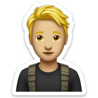 He was born with yellow hair and a mask  sticker