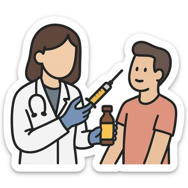 A female doctor who is doing PRP injections, add a patient sticker
