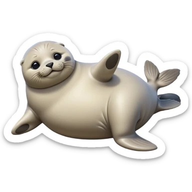 cinematic-seal-realistic-full-body-lounging-emoji,-plump-sleek-body-stretched-out-on-a-rocky-shoreline,-short-smooth-fur-glinting-in-the-sea-breeze,-flippers-tucked-comfortably-beneath-its-body,-large-dark-eyes-filled-with-playful-curiosity,-whiskered-muzzle-lifted-slightly-as-if-smiling,-simplified-yet-realistic-focused-features,-highly-detailed,-glowing-with-a-refreshing-marine-radiance sticker
