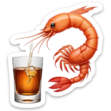 A SHRIMP DRINKING BOURBON, CLASSY, PHOTOREALISM sticker