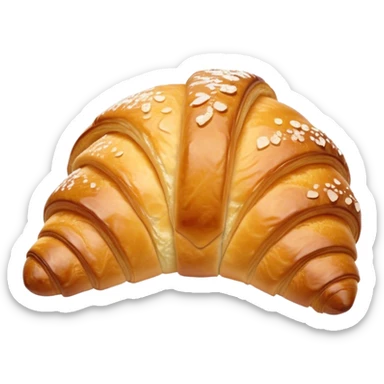 Cinematic Realistic Rustic French Croissant Pastry Emoji, depicted as a flaky, buttery crescent with delicate, layered textures and a slight, intentional char along the edges that imparts a rustic, artisanal charm. The golden, crispy exterior shows a hint of burnt nuance, rendered with warm, inviting lighting and exquisite detail to capture its time-honored, imperfect perfection. sticker