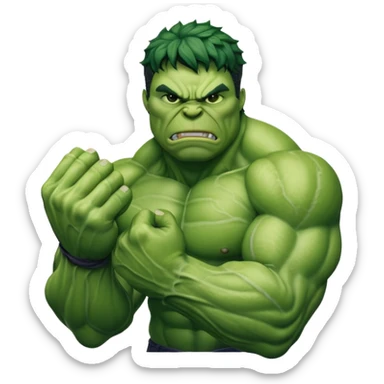 big muscular green cool hulks fist with  4 fingers sticker