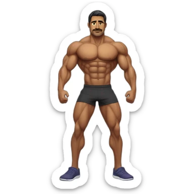 Gym fit guy Indian not too muscular age 50 lil bsld sticker