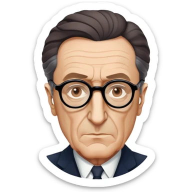headshot of Maurice Merleau-Ponty, French philosopher, wearing glasses, serious expression sticker